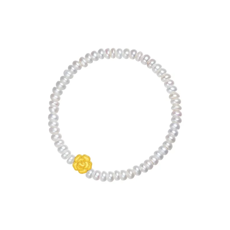 ZHOU LIU FU Bowknot Camellia 5D Hard Gold Elegant # Good Luck Solid Gold Fixed Price Bracelets Women's-4