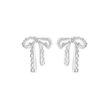 Heart Grass 999 Fine Silver Stud Earrings Women's