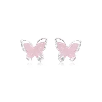 WANLIACC Alloy Pink Butterfly Stud Earrings Women's