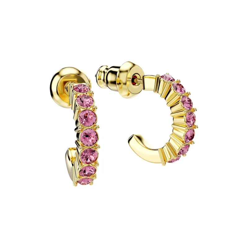 Swarovski Rhodium Plated Earrings Women's Pink-2