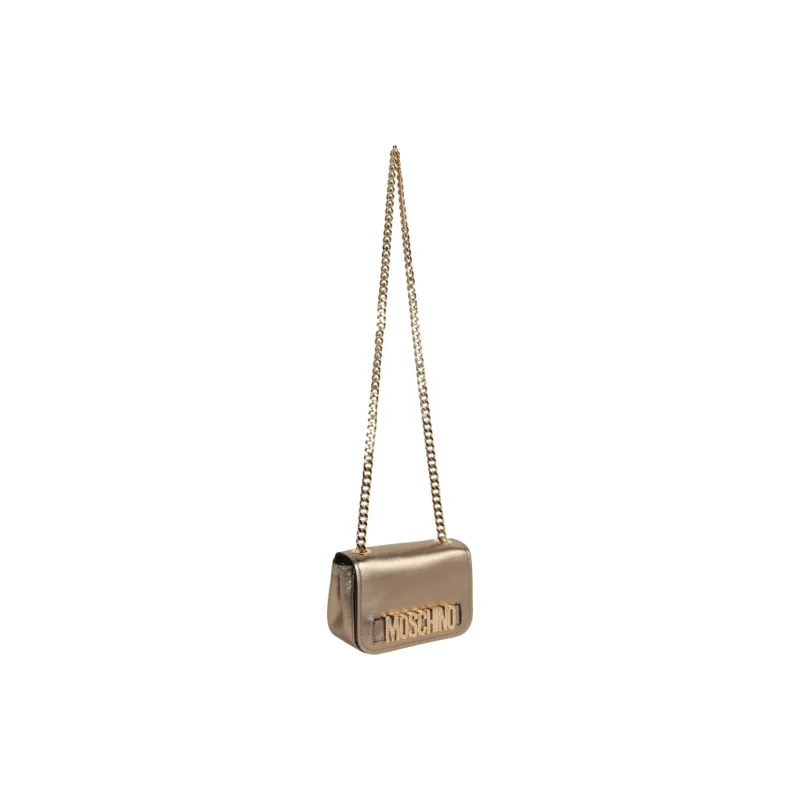 MOSCHINO Leather Shoulder Bag Crossbody Bag Women's Gold-2