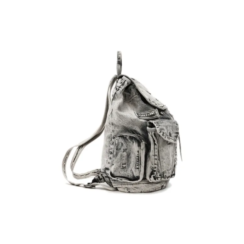 SMFK Twill Denim Fabric Backpack Unisex Dusty Gray-1
