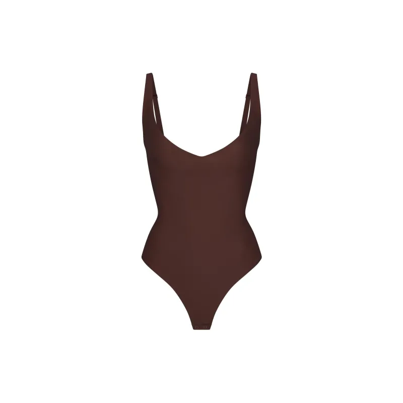SKIMS FW24 BODY CORE SCULPT PLUNGE THONG BODYSUIT Shapewear Women's COCOA/Cocoa-0