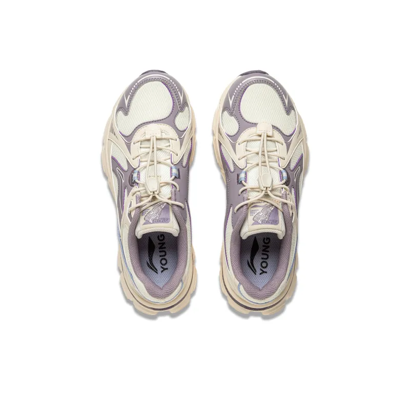 LINING YOUNG Slip Resistant Cushioning Abrasion Resistant Rebound Low Top Kids Lifestyle Shoes White Purple Kids'-2
