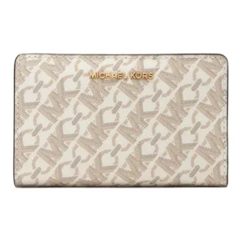 MICHAEL KORS Coated Canvas Wallet Medium Size Women's Vanilla White