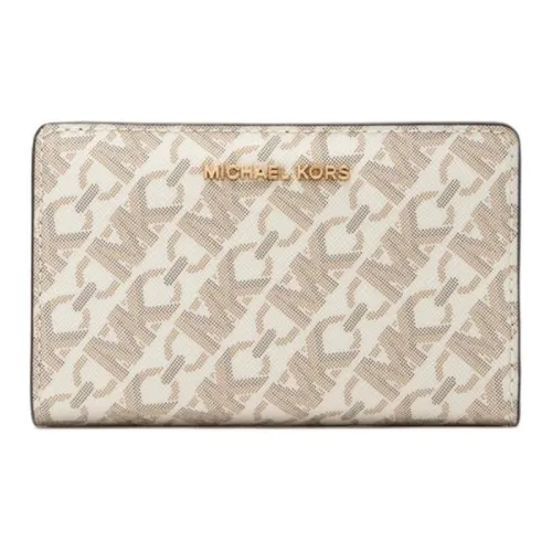MICHAEL KORS Coated Canvas Wallet Medium Size Women's Vanilla White