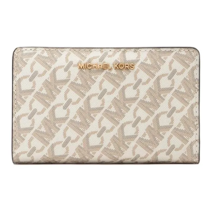 MICHAEL KORS Coated Canvas Wallet Medium Size Women's Vanilla White-0