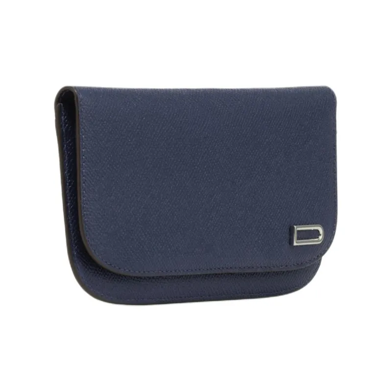 Delvau Alpina Calf Grain Calfskin Wallet Women's Blue-1