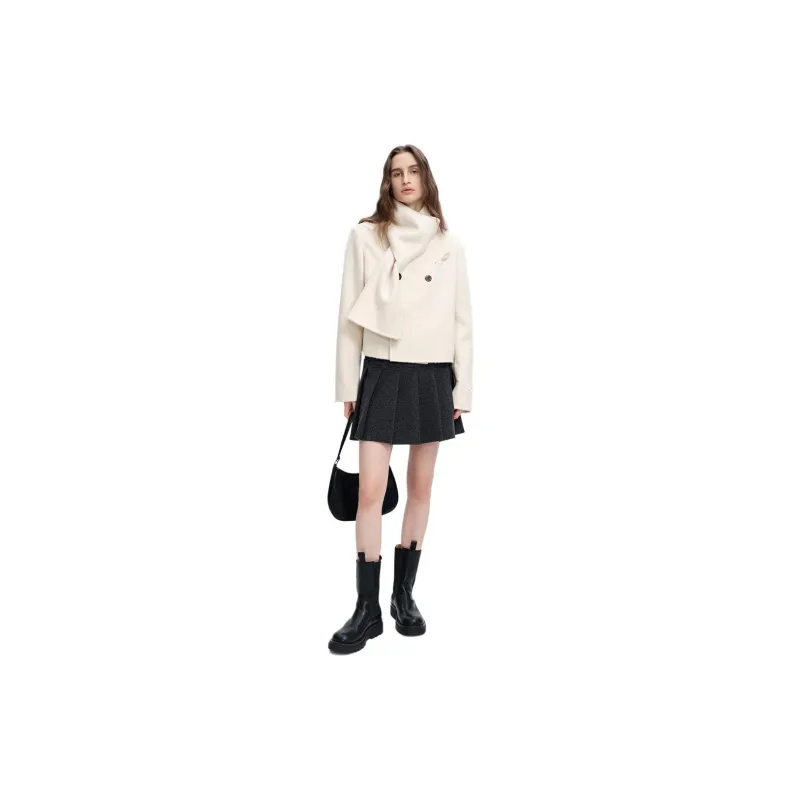 Self Who Scarf Collar Coat Women's-9