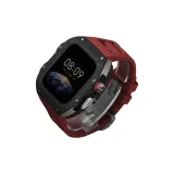 Black & Titanium Mid-Frame+Red Strap with Silver Butterfly Clasp