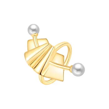 BABYBEI 925 Sterling Silver Pearl Gold Individual Elegant Creative Niche Design Rings Women's