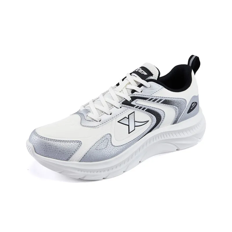XTEP Cushioning, Slip Resistant, And Abrasion Resistant Low Top Casual Running Shoes Men's White Silver-1