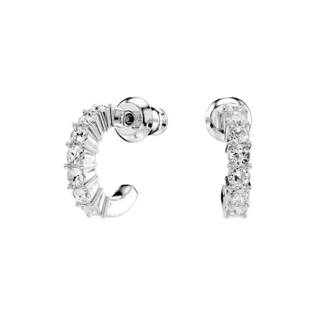 Swarovski Rhodium Plated Faux Crystal Earrings Women's Silver