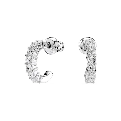Swarovski Rhodium Plated Faux Crystal Earrings Women's Silver
