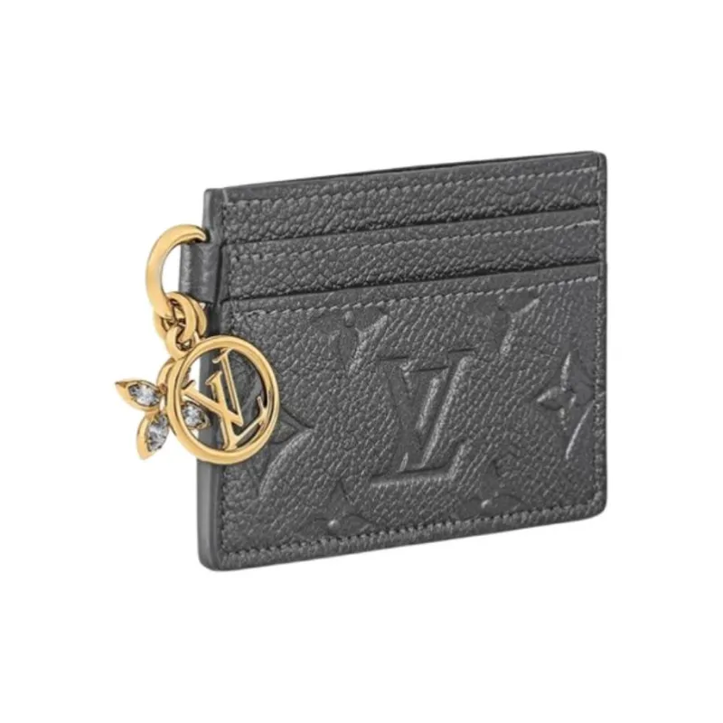 LOUIS VUITTON CHARMS Leather Card Holder Regular Women's Gray-1