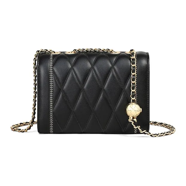 VINEY Cow Leather With Synthetic Leather Shoulder Bag, Crossbody Bag, Small Square Bag Regular Women's Black-1
