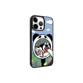 LANWK Glass Material Haha Mirror Big Eye Dog Phone Case Compatible With IPhone 14/15/16/Pro/Pro Max