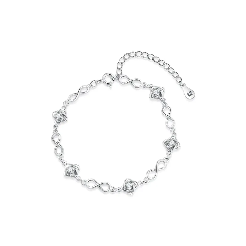 Hurry That Year S999 Silver Zircon Bracelets Women's-0