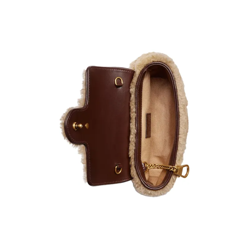 GUCCI Marmont Wool Shoulder Bag, Crossbody Bag Extra Mini Women's Light Brown-5
