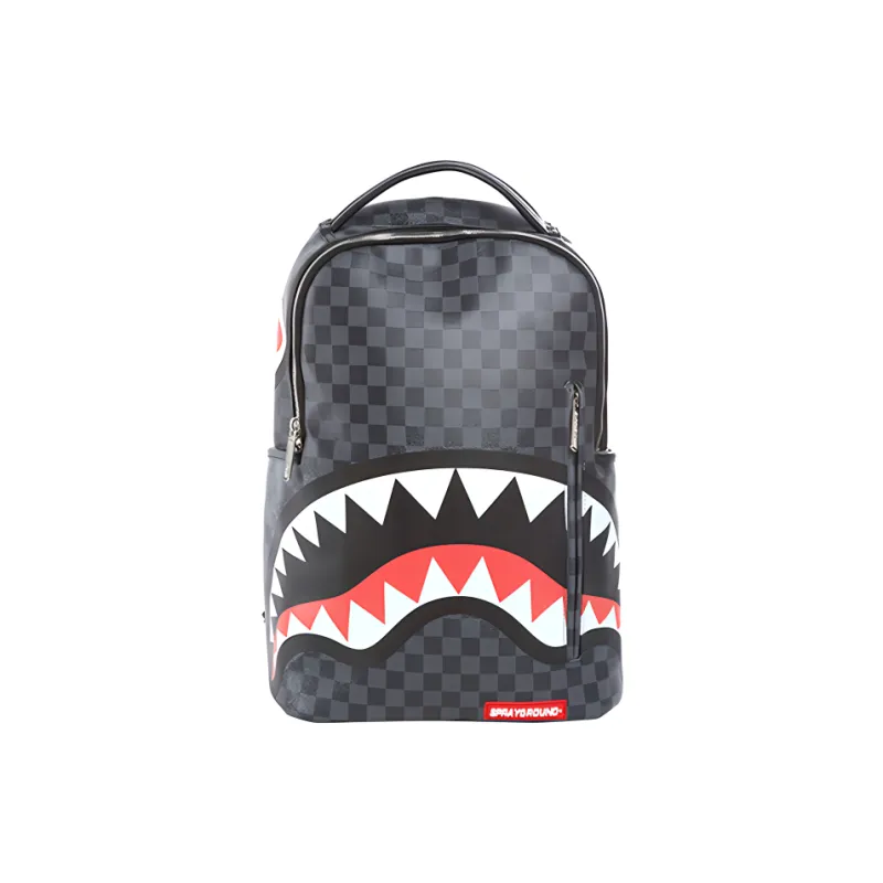 SPRAYGROUND Artificial Leather Backpack Large Size Unisex Black Gray Color-0