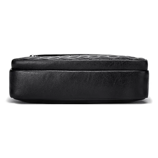 FAIRWHALE Top Grain Cow Leather Messenger Bag Shoulder Bag Men's Black-4