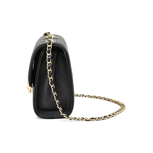 VINEY Cow Leather With Synthetic Leather Shoulder Bag, Crossbody Bag, Small Square Bag Regular Women's Black-3