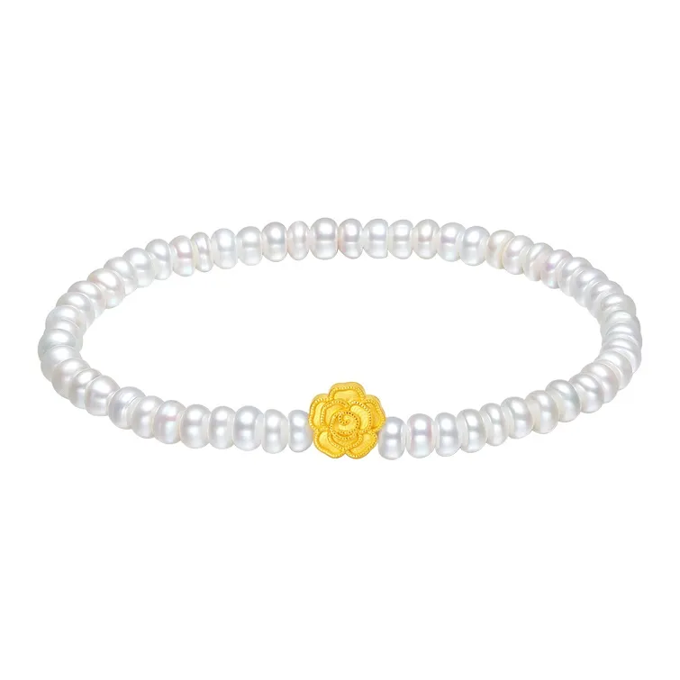 ZHOU LIU FU Bowknot Camellia 5D Hard Gold Elegant # Good Luck Solid Gold Fixed Price Bracelets Women's-3