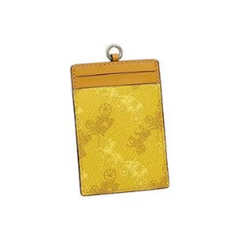 COACH Lanyard PVC Card Holder Women's Yellow-2