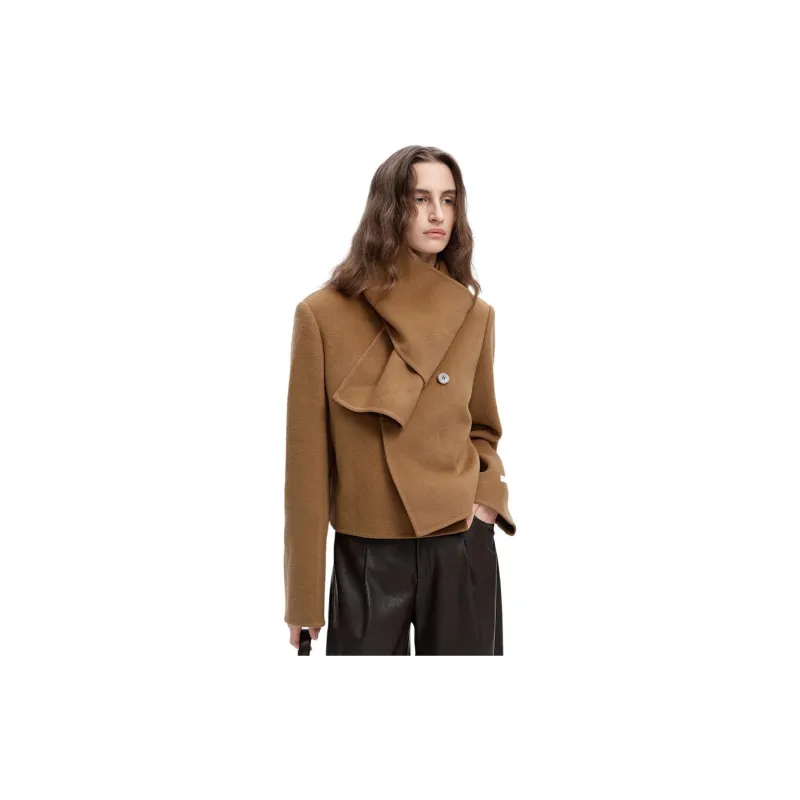 Self Who Scarf Collar Coat Women's-4