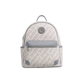DANNYBEARJEANS Synthetic Leather Backpack Large Size Unisex Ecru & Light Blue