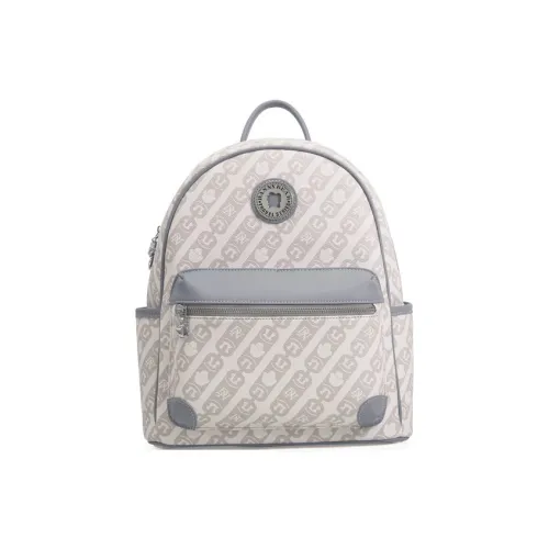 DANNYBEARJEANS Synthetic Leather Backpack Large Size Unisex Ecru & Light Blue
