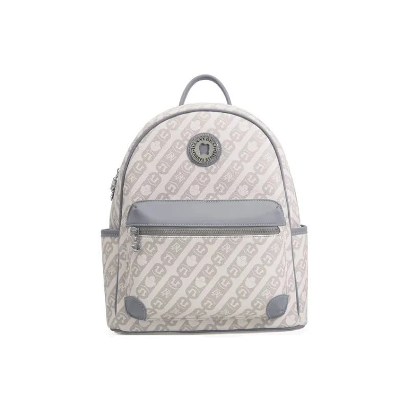 DANNYBEARJEANS Synthetic Leather Backpack Large Size Unisex Ecru & Light Blue-0