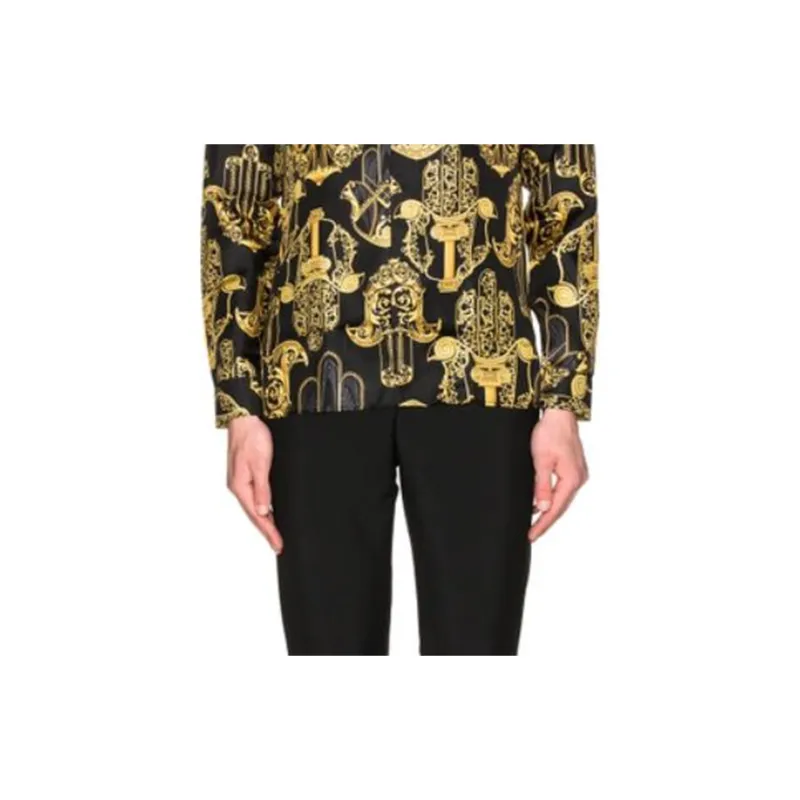 VERSACE SS23 Shirt Men's Black Yellow-1
