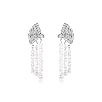 Sentimentality 925 Sterling Silver Faux Pearl Zircon Earrings Women's