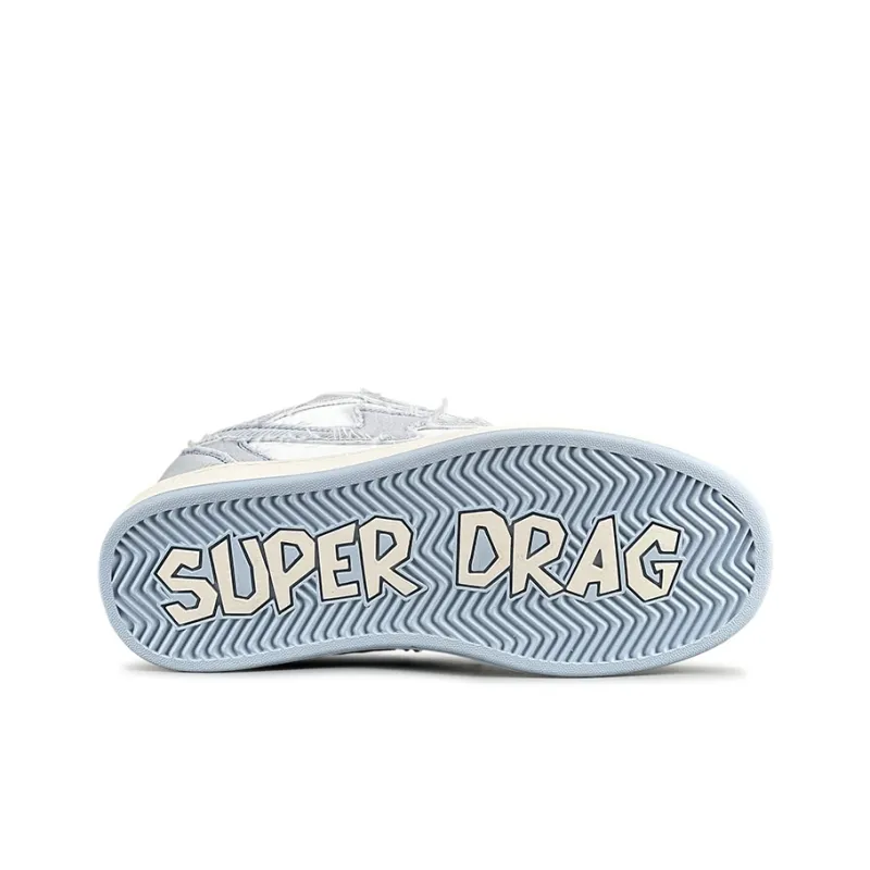 LuzaoT SUPER DRAG Puffy Shoes Low Top Skateboard Shoes Unisex Denim Blue-5