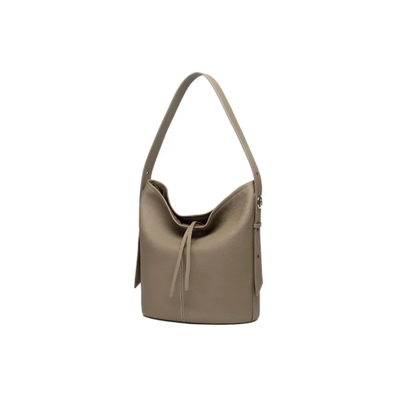 GELANNI Cow Leather Shoulder Bag Women's Ecru/Black/Gray-12