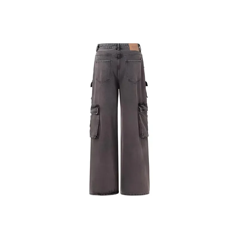 YINLEI Casual Pants Unisex Washed Brown-1