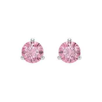 Swarovski Rhodium Plated Stud Earrings Women's Pink