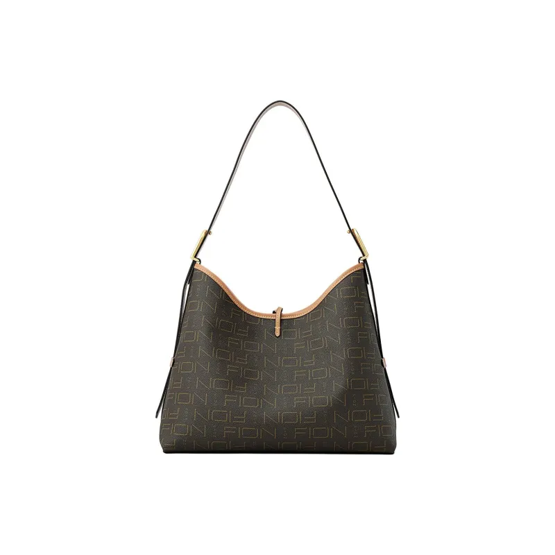 FION Coated Canvas Shoulder Bag Tote Shopping Bag Crossbody Bag Medium Size Women's Multicolor-2