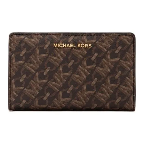 MICHAEL KORS Coated Canvas Wallet Medium Size Women's Brown