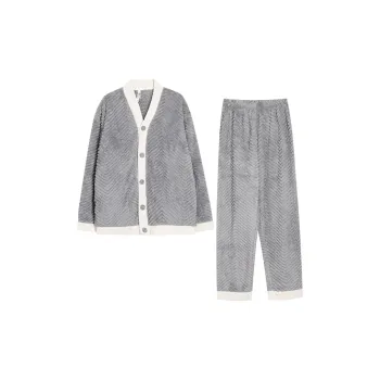 Red Beans At Home Pajama Set Men's Light Silver Gray