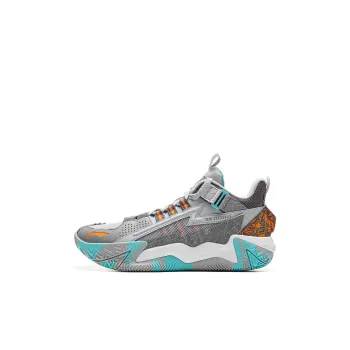 LINING YOUNG Anti Slip And Wear Resistant Rebound Low Top Children's Basketball Shoes Mist Gray Kids'