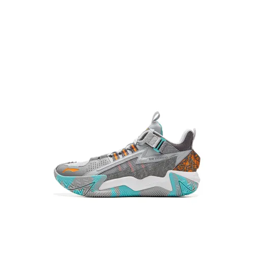 LINING YOUNG Anti Slip And Wear Resistant Rebound Low Top Children's Basketball Shoes Mist Gray Kids'