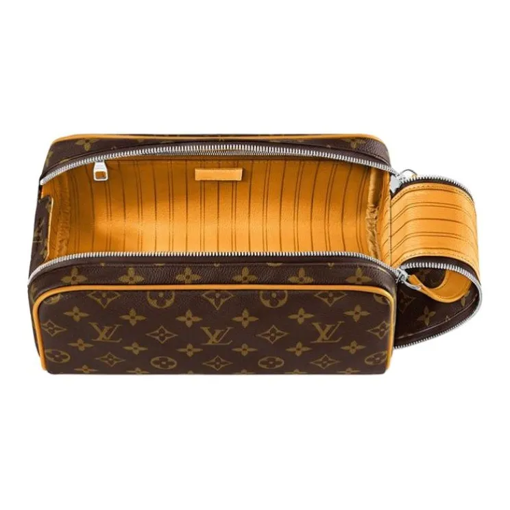 LOUIS VUITTON Dopp Kit Leather Toiletry Bag Regular Men's Yellow & Brown-1