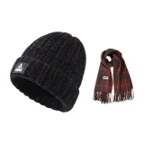 Black Hats & Caps+Brown Scarf