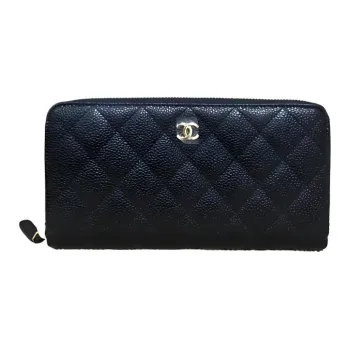 CHANEL Caviar Cow Leather Card Holder, Wallet Women's Black