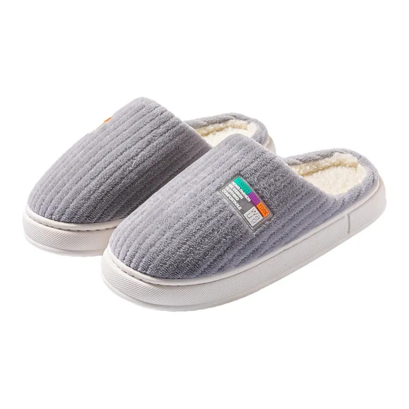 Foot Recreation Winter Minimalist Style Comfortable Warm Slip Resistant Soft Sole Home Cotton Slippers Unisex-15