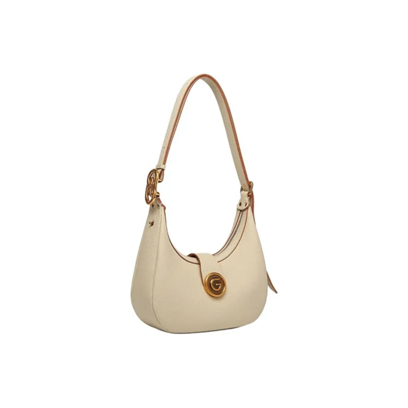 GELANNI Cow Leather Shoulder Bag Regular Women's Ecru/Black/Brown-2