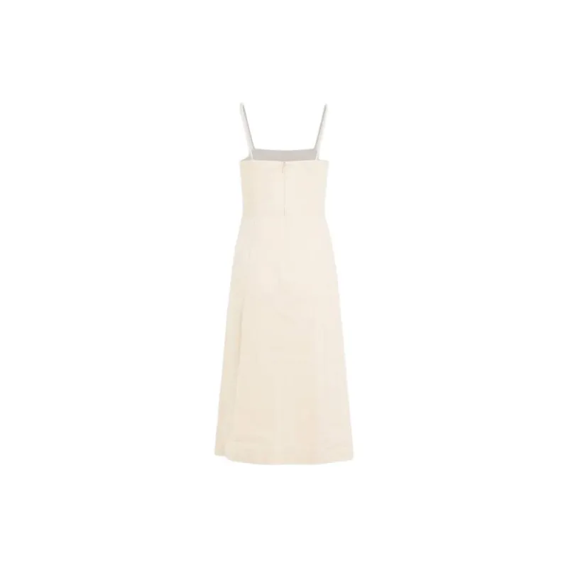 THEORY Square-Neck Sleeveless A-Line Midi Dress-1