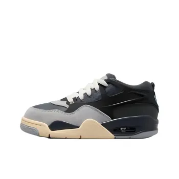 Jordan Air Jordan 4 Slip Resistant Cushioning Mid Top Children's Basketball Shoes Black Gray Color Teenagers